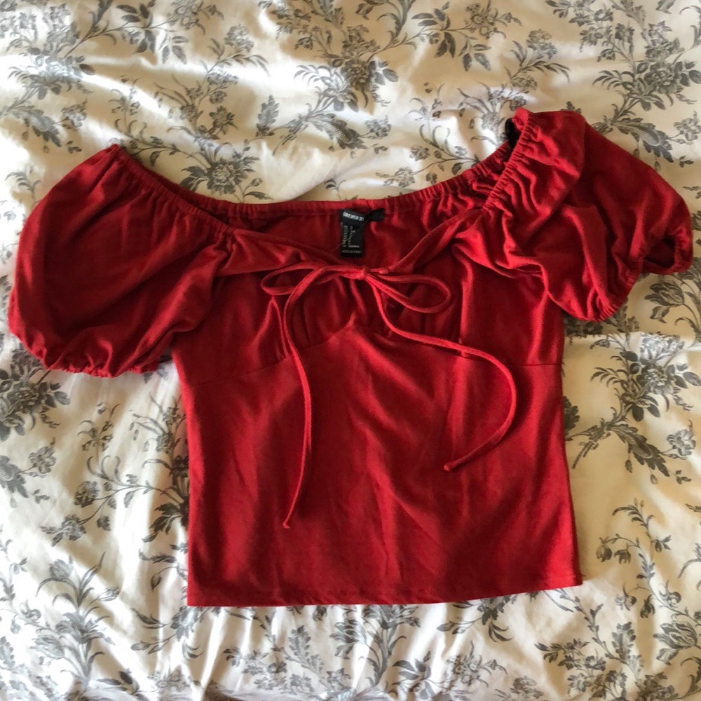 Forever 21 off shoulder red crop